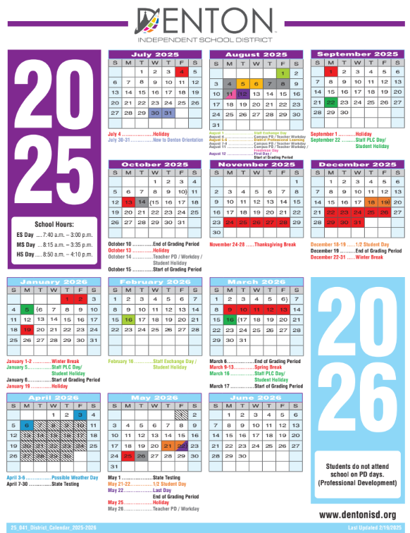 25-26 School Year Calendar
